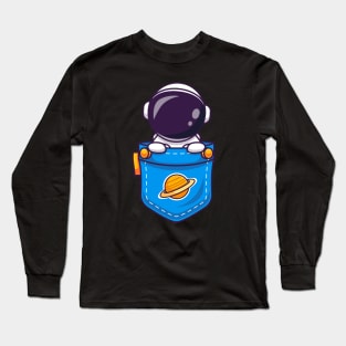 Cute Astronaut In Pocket Cartoon Long Sleeve T-Shirt